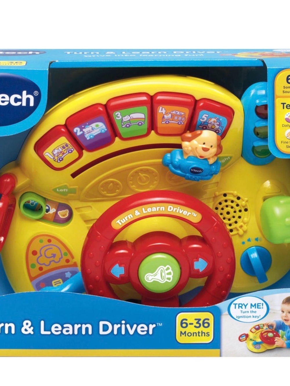 Turn & Learn Driver Interactive Steering Wheel Toy - Yellow & Red